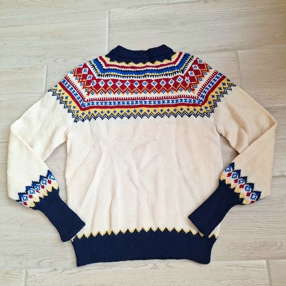 DANNIT Denmark Fair Isle Yoke Hand Knitt Wool Sweater Womans - Picture 6 of 7
